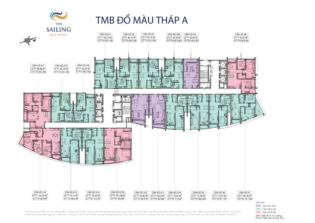mặt bằng toà a dự án the sailing quy nhơn